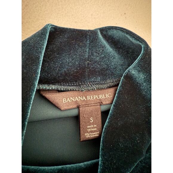 Banana Republic Teal Blue Green Velvet Mock Neck Half Sleeve Blouse Top Small - Picture 3 of 6